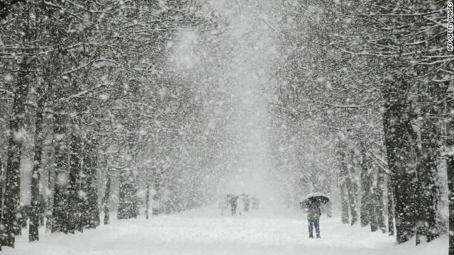 winter snofall blankets Europe