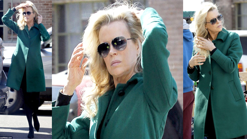 Kim Basinger Battles The Wind On Set Of Grudge Match