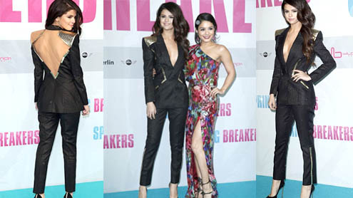 Selena Gomez flashes some serious flesh in sharp suit with plunging neckline