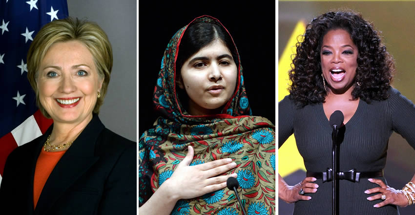 Hillary Clinton, Malala Yousafzai and Oprah Winfrey